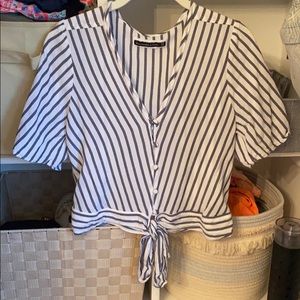 Abercrombie & Fitch Tie-Front V-Neck Blouse